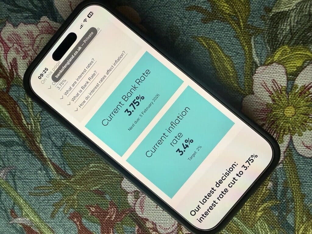 Are You Desperate for Interest Rates to Drop in 2026? Bank of England base Rates shown on iphone as at January 2026